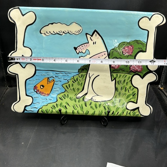 Vintage retro 1990s art style studio pottery plate - Picture 2 of 4